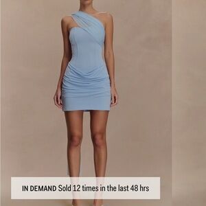 One-Shoulder Light Blue Bodycon Dress